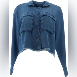 Women's Button-Front Textured Shirt Jacket - Blue Frost